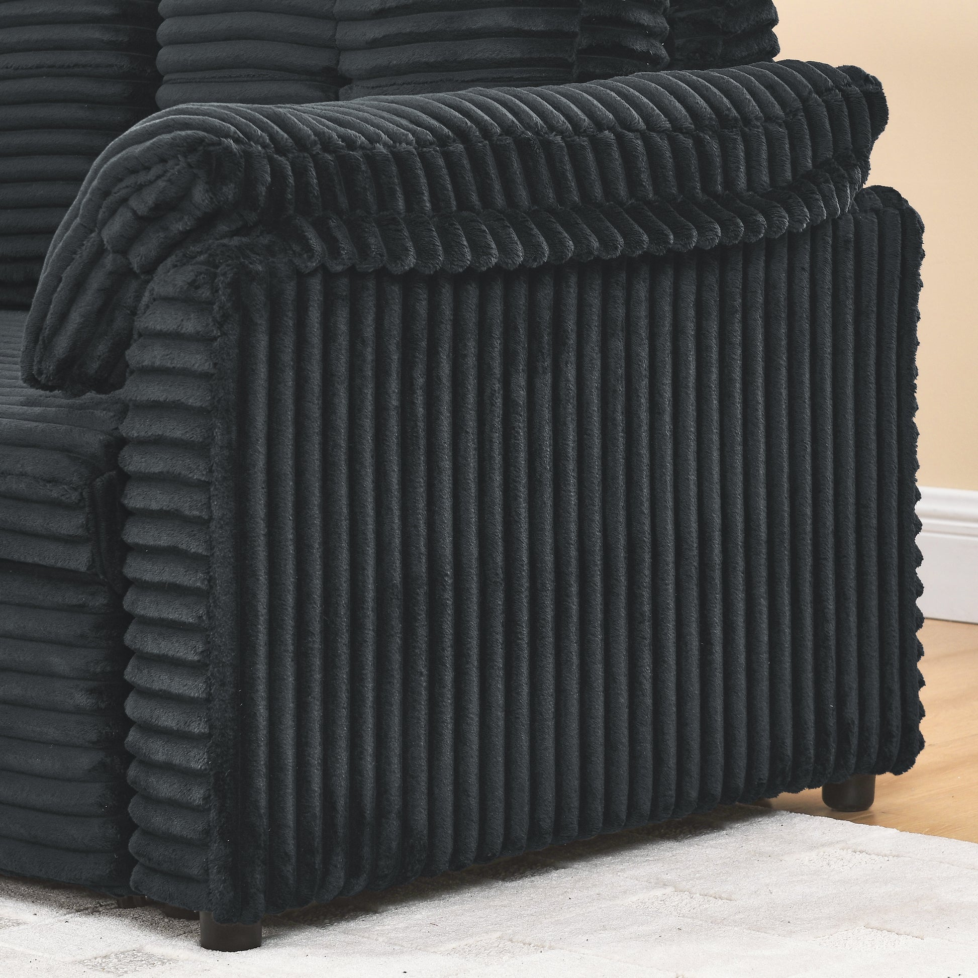 Corduroy Tufted Upholstered Sleeper Sectional Sofa, L Shaped Modular Convertible Sofa With Reversible Storage Chaise, Pull Out Sleep Couch Bed And Reclining Backrest Perfect For Living Space, Black Full Black Corduroy