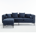 Arrived L Shaped Sectional Sofaconvertible Storage Ottoman,Chenille ,Square Arm, Modern Tufted Couch ,3 Seater, And Nailhead,Blue Blue Polyester Wood Primary Living Space Medium Soft Tufted Back Modern Square Arms Metal & Wood 4 Seat