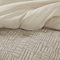 3 Piece Oversized Cotton Matelasse Comforter Set Full Queen Beige Polyester