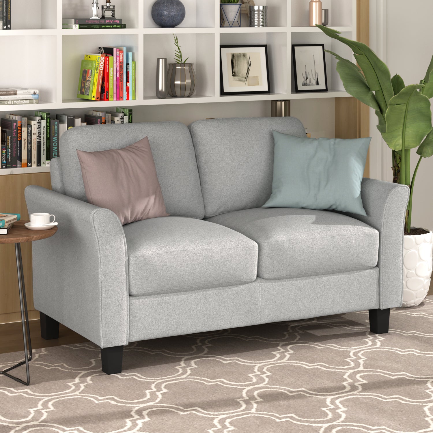 Living Room Furniture Beautiful Seat Sofa Double Seat Sofa Loveseat Chair Light Gray Gray Fabric