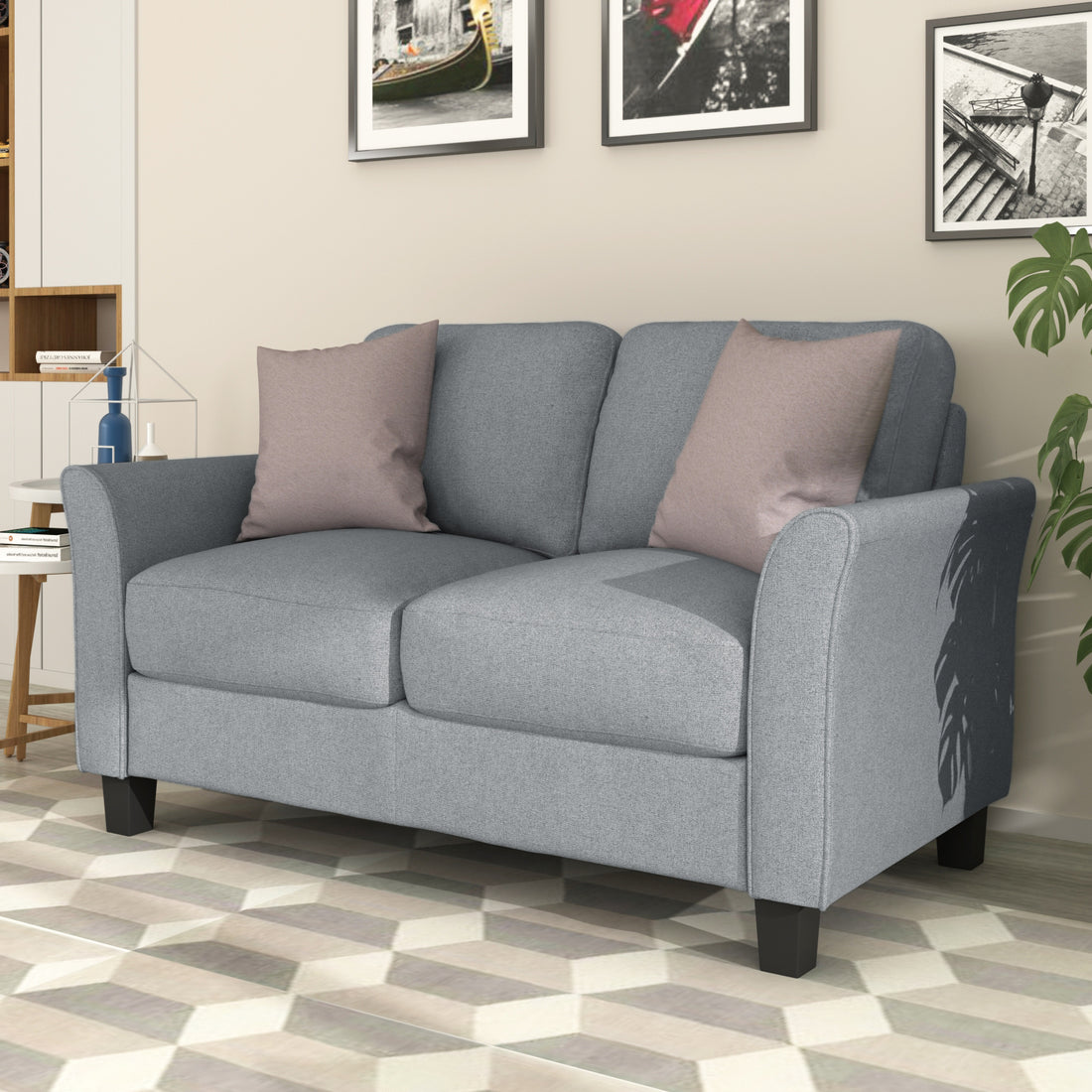 Living Room Furniture Beautiful Seat Sofa Double Seat Sofa Loveseat Chair Gray Gray Fabric
