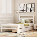 Wood Platform Bed With Two Drawers, Twin White White Pine