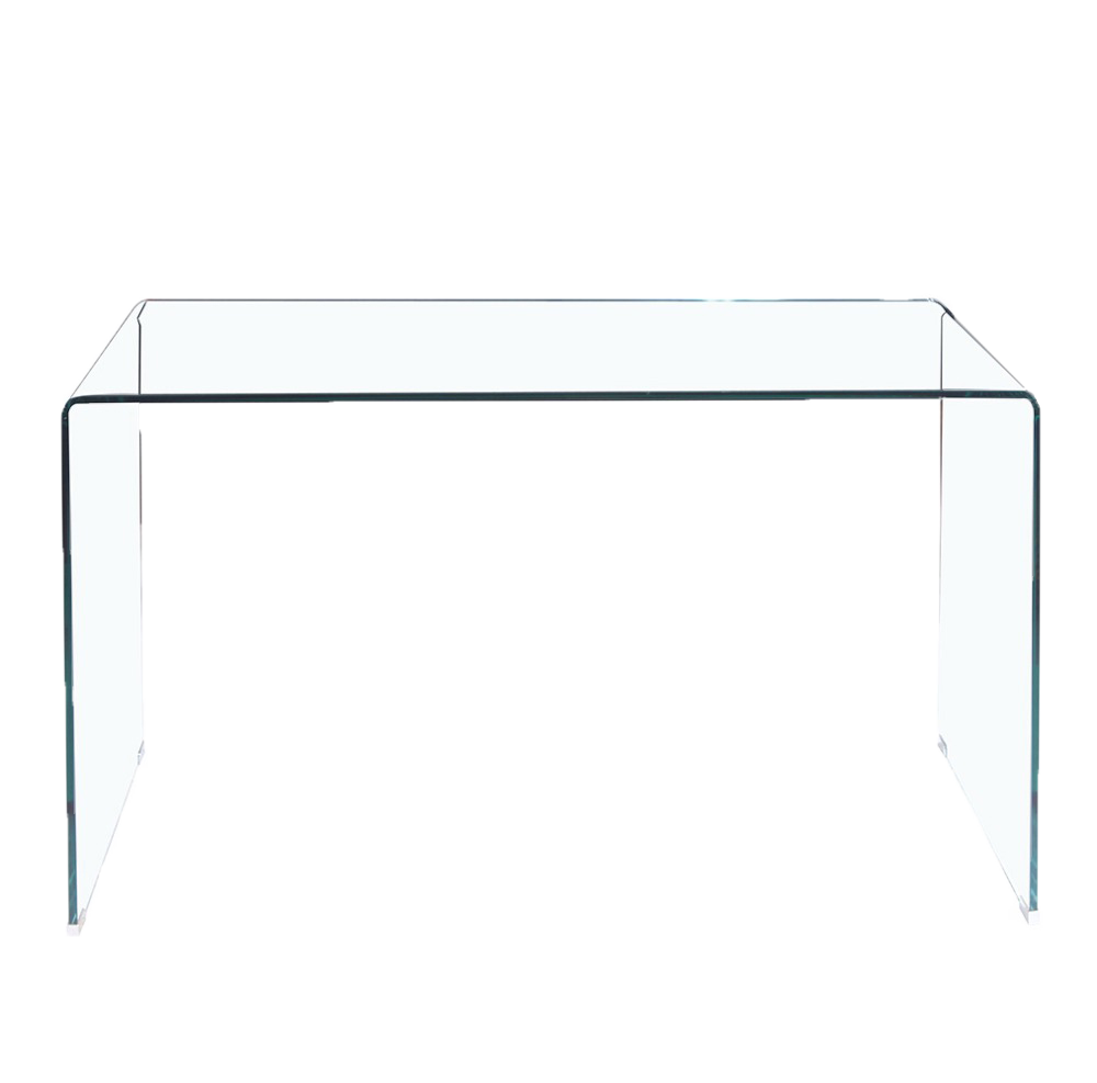 Glass Console Table, Transparent Tempered Glass Console Table With Rounded Edges Desks, Sofa Table Transparent Glass