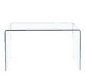 Glass Console Table, Transparent Tempered Glass Console Table With Rounded Edges Desks, Sofa Table Transparent Glass