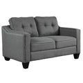 3 Piece Living Room Set With Tufted Cushions. Gray Linen