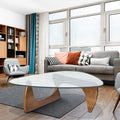 Home Modern Triangle Coffee Table Walnut Solid Wood