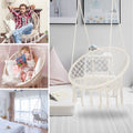 Hammock Chair Macrame Swing Max 330 Lbs Hanging Cotton Rope Hammock Swing Chair For Indoor And Outdoor Beige Cotton