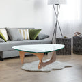 Light Walnut Triangle Coffee Table Wood Base For Living Room Walnut Solid Wood