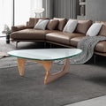 Light Walnut Triangle Coffee Table Wood Base For Living Room Walnut Solid Wood