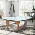 Light Walnut Triangle Coffee Table Wood Base For Living Room Walnut Solid Wood