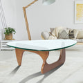 Light Walnut Triangle Coffee Table Wood Base For Living Room Walnut Solid Wood