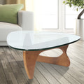 Light Walnut Triangle Coffee Table Wood Base For Living Room Walnut Solid Wood