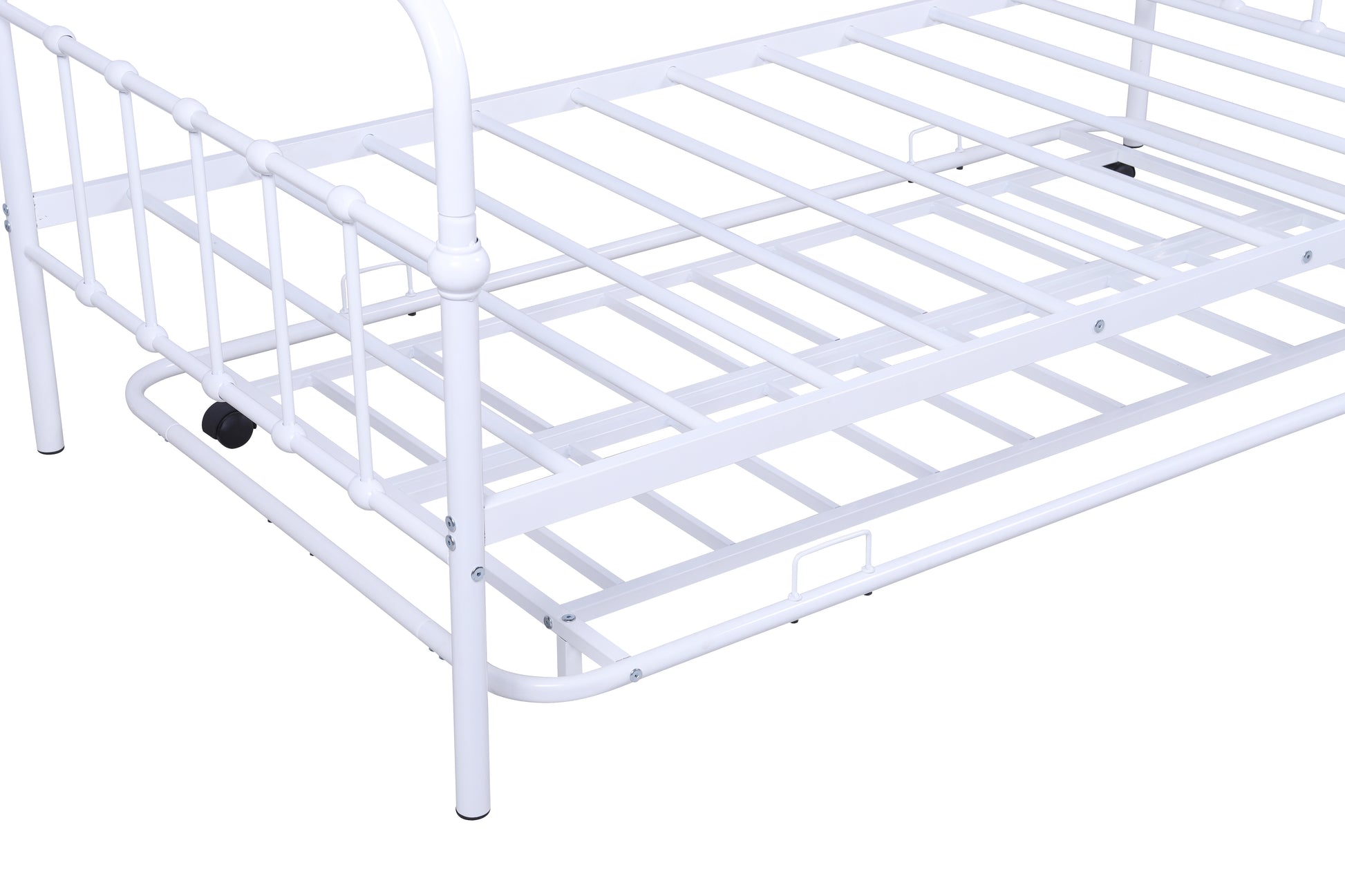 Metal Frame Daybed With Trundle White Metal
