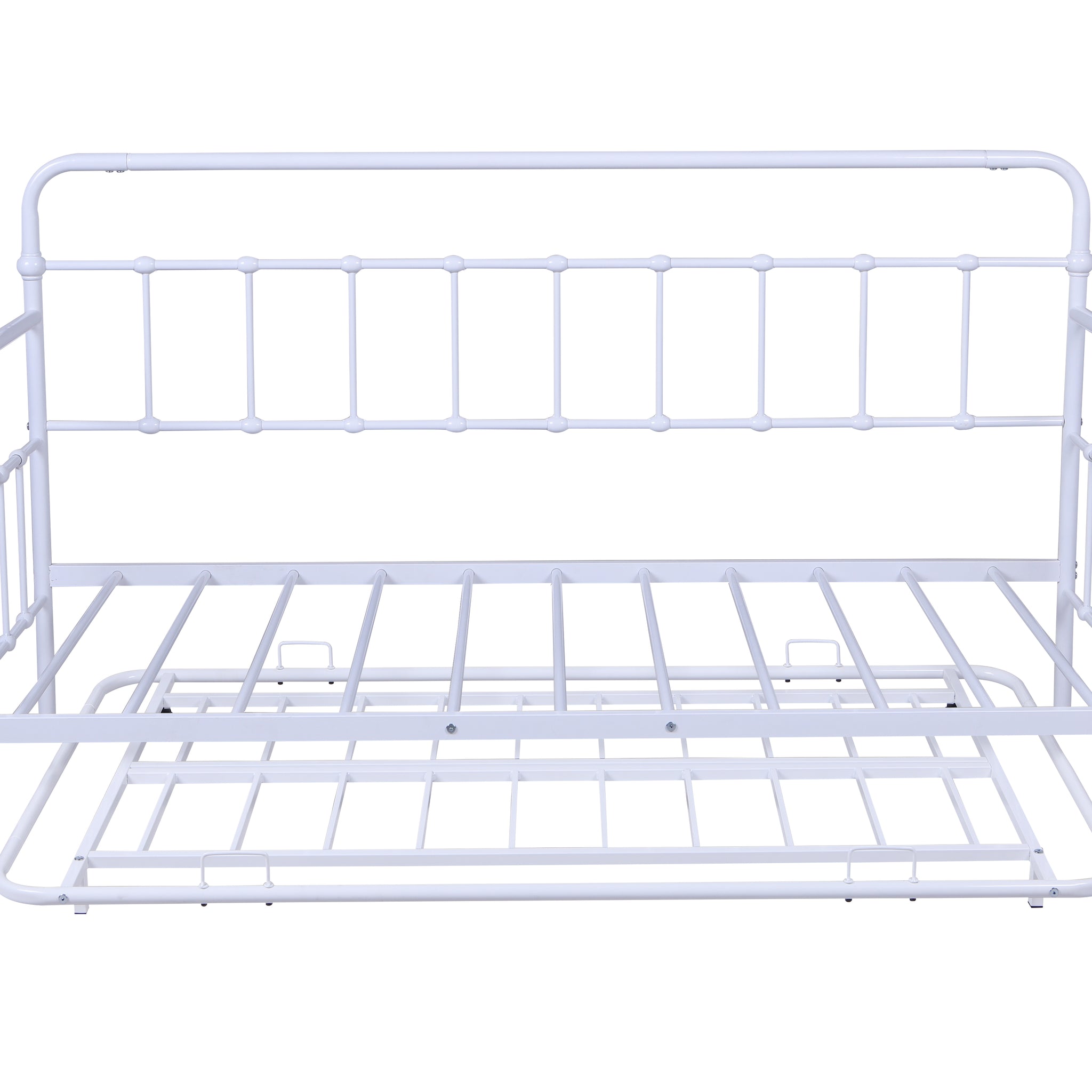 Metal Frame Daybed With Trundle White Metal