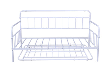 Metal Frame Daybed With Trundle White Metal