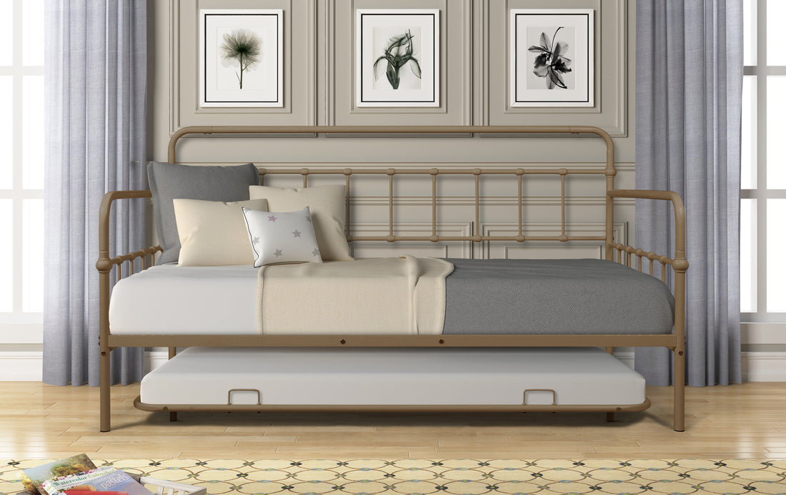 Metal Frame Daybed With Trundle Bronze Metal