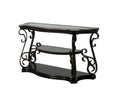Sofa Table, Glass Table Top, Mdf W Marble Paper Middle Shelf, Powder Coat Finish Metal Legs. 54