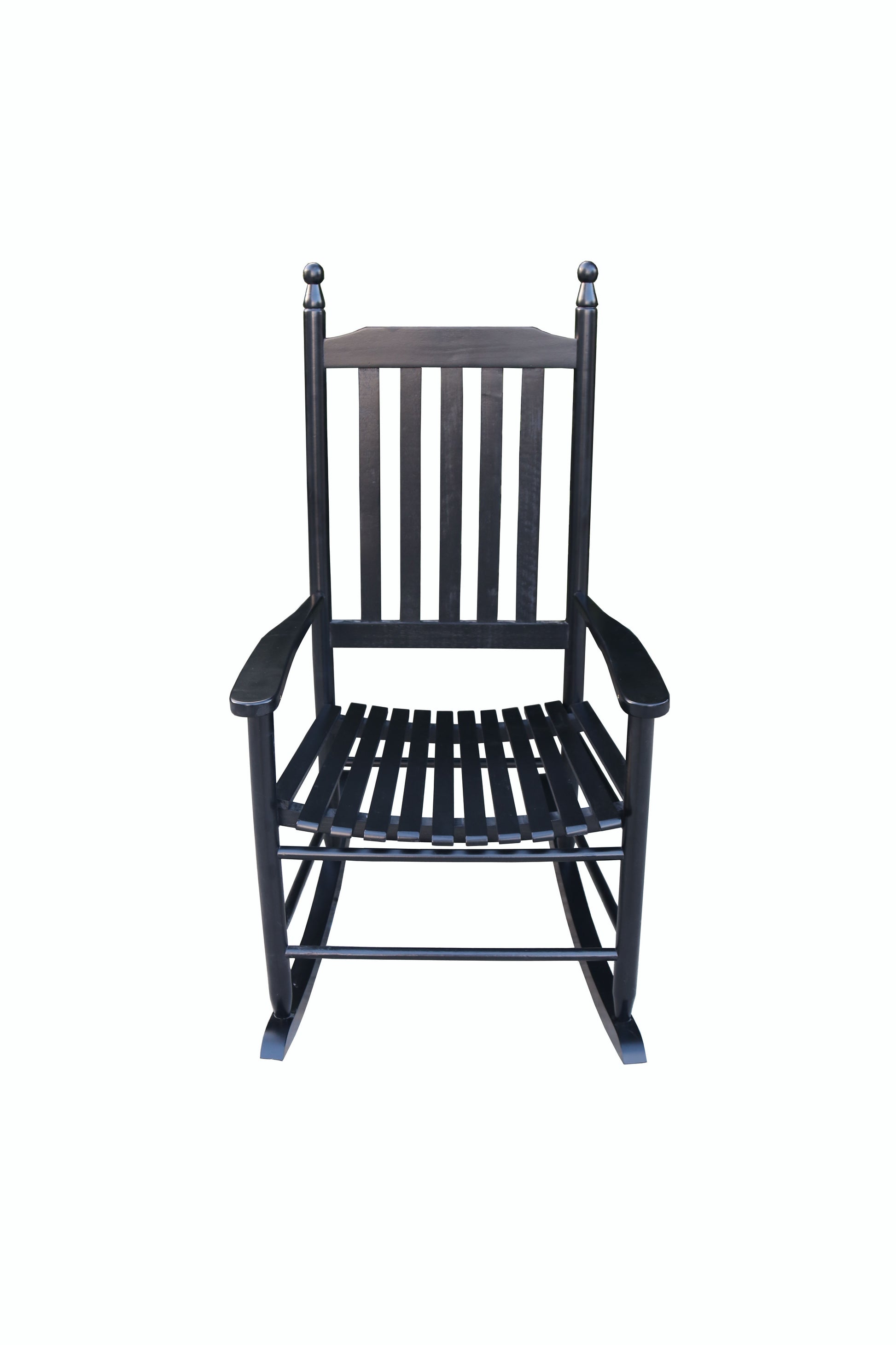 Wooden Porch Rocker Chair Black, Without Mat Black Solid Wood
