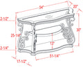 Sofa Table, Glass Table Top, Mdf W Marble Paper Middle Shelf, Powder Coat Finish Metal Legs. 54