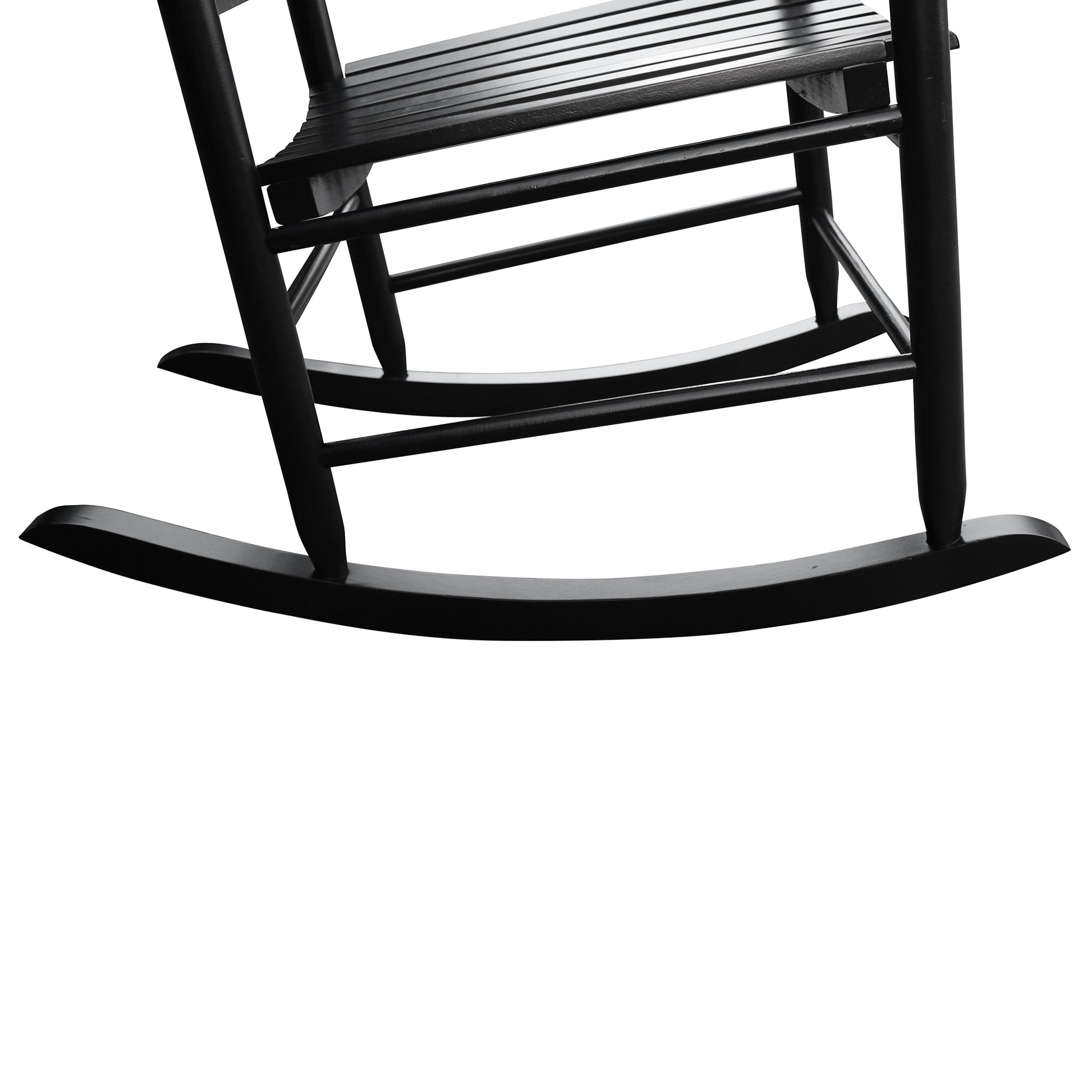 Wooden Porch Rocker Chair Black, Without Mat Black Solid Wood