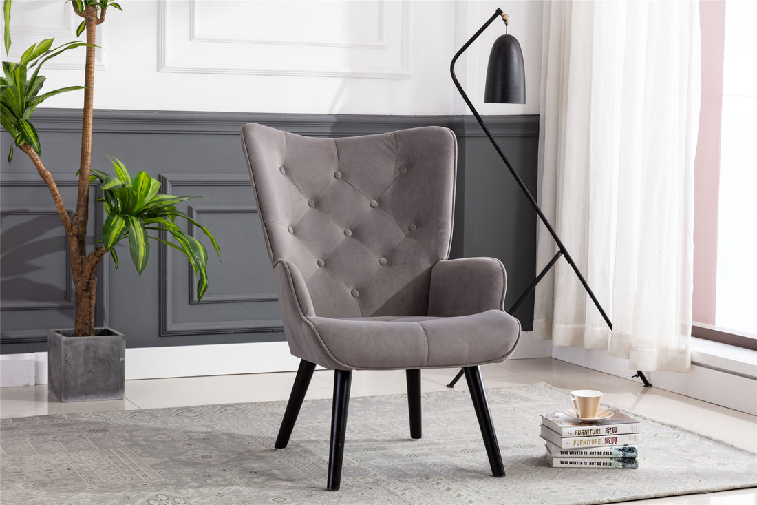 Coolmore Accent Chair Living Room Bed Room, Modern Leisure Chair Silver Grey Gray Velvet