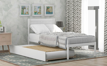 Twin Size Platform Bed Wood Platform Bed With Trundle White Solid Wood