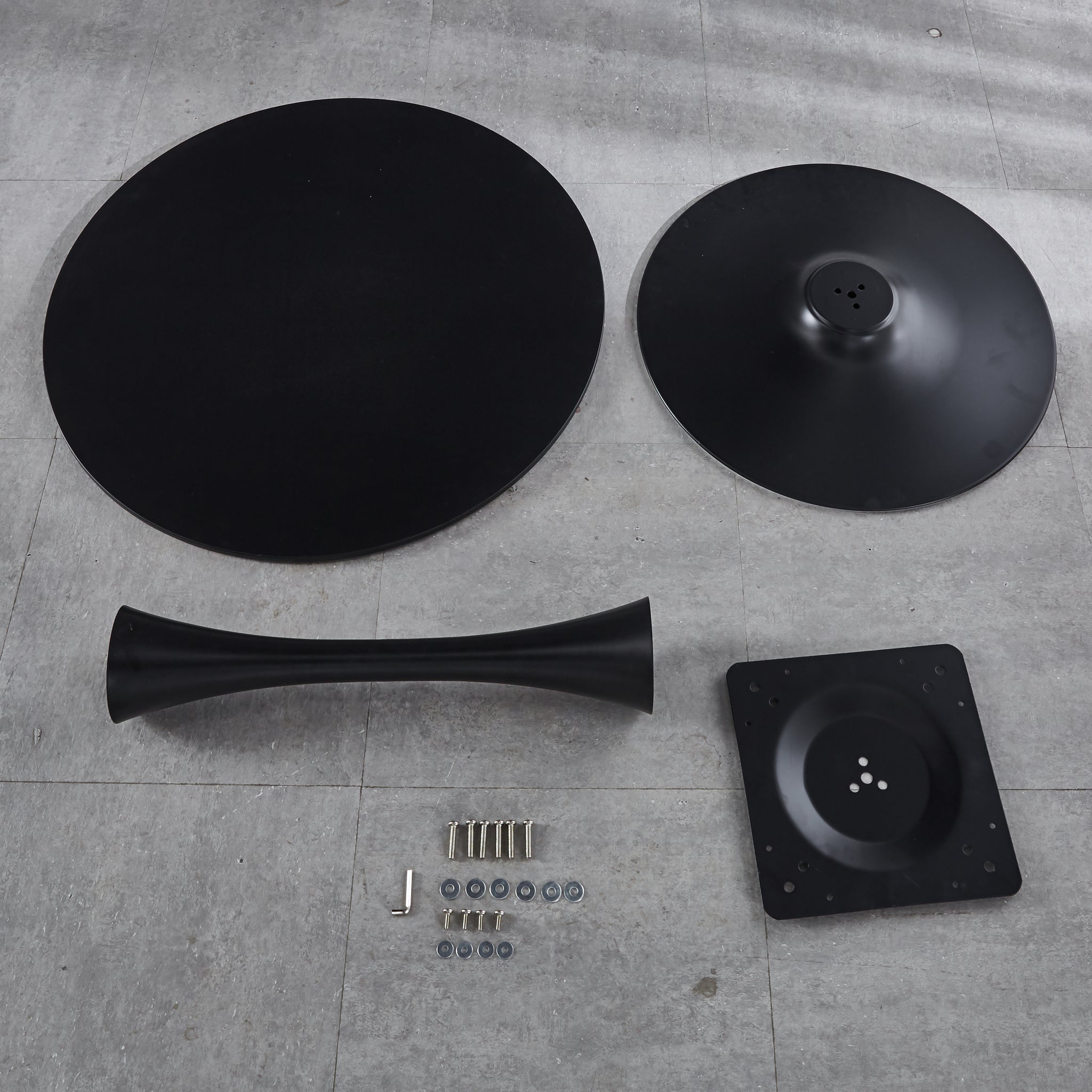 31.5"Black Tulip Table Mid Century Dining Table For 2 4 People With Round Mdf Table Top, Pedestal Dining Table, End Table Leisure Coffee Table Black Metal