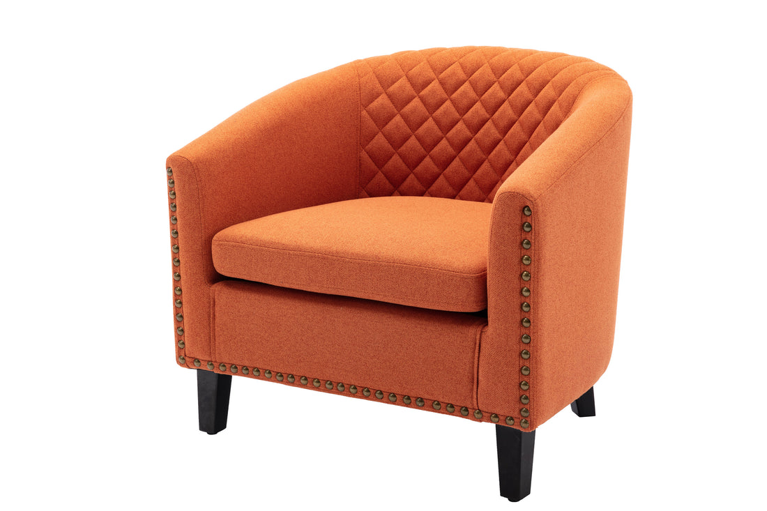 Coolmore Barrel Chairs With Soft Padded Armrest, Club Chairs With S And Solid Wood Legs For Living Room Bedroom Waiting Room Orange Linen Orange Foam Linen