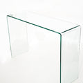 Glass Console Table, Transparent Tempered Glass Console Table With Rounded Edges Desks, Sofa Table Transparent Glass