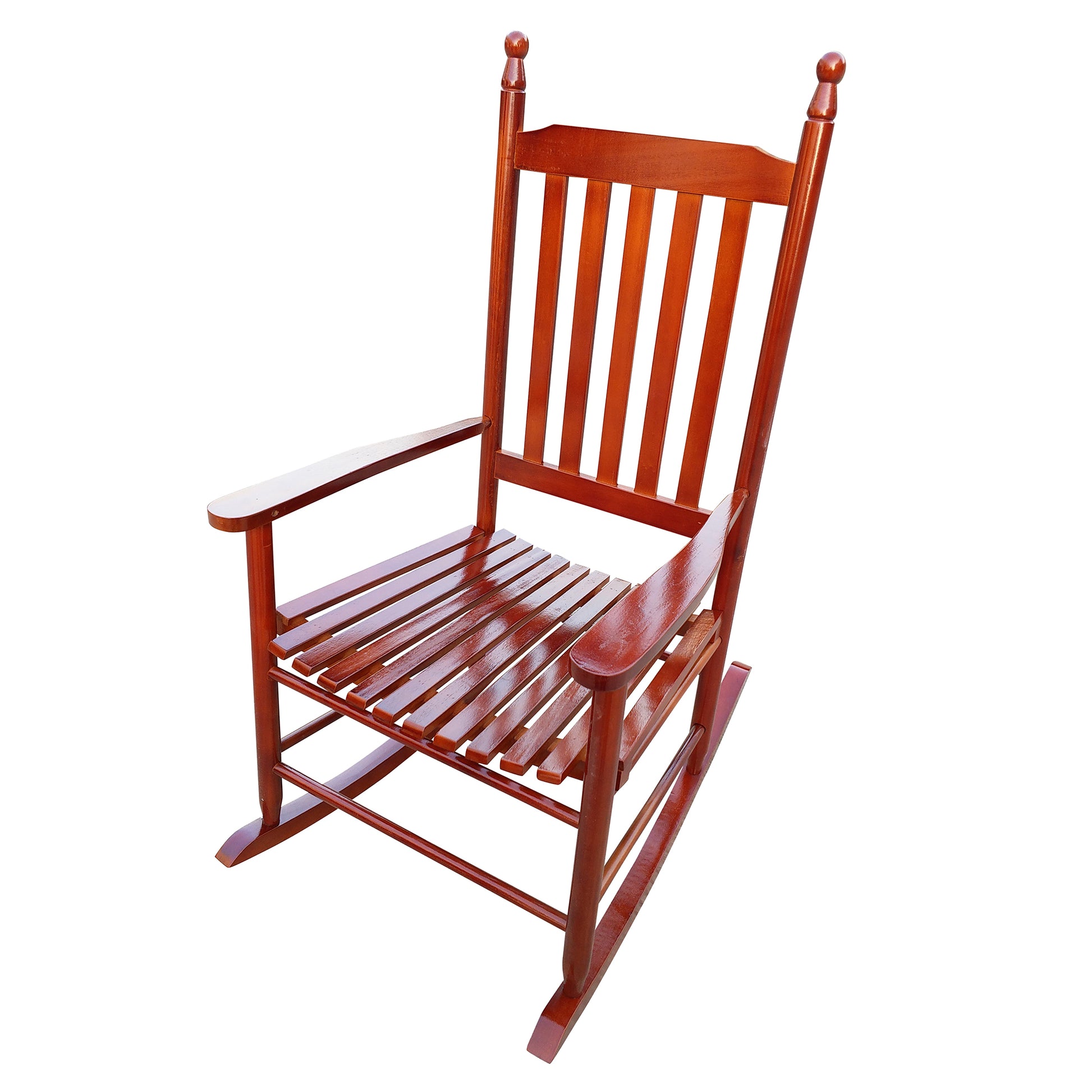 Wooden Porch Rocker Chair Brown Brown Solid Wood