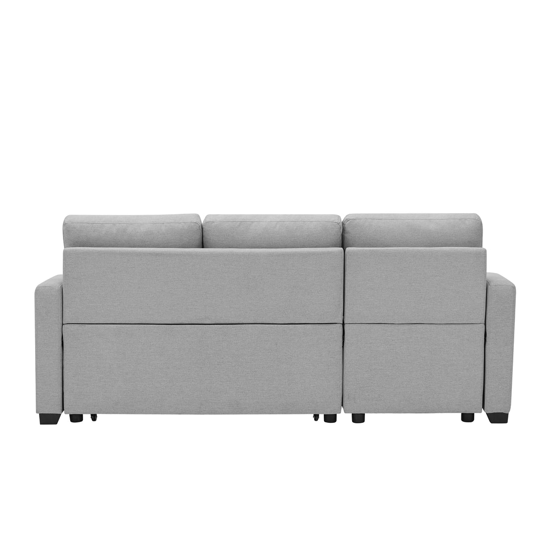 9191 Light Gray Pull Out Storage Sofa Gray Linen 4 Seat