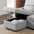 9191 Light Gray Pull Out Storage Sofa Gray Linen 4 Seat