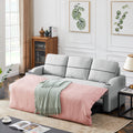 9191 Light Gray Pull Out Storage Sofa Gray Linen 4 Seat