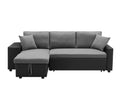 Artemax 92.5 Inchlinen Reversible Sleeper Sectional Sofa With Storage And 2 Stools Steel Gray Grey Foam Fabric