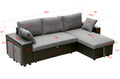 Artemax 92.5 Inchlinen Reversible Sleeper Sectional Sofa With Storage And 2 Stools Steel Gray Grey Foam Fabric