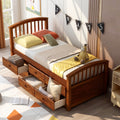 Orisfur. Twin Size Platform Storage Bed Solid Wood Bed With 6 Drawers Twin Walnut Solid Wood