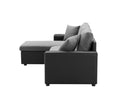 Artemax 92.5 Inchlinen Reversible Sleeper Sectional Sofa With Storage And 2 Stools Steel Gray Grey Foam Fabric