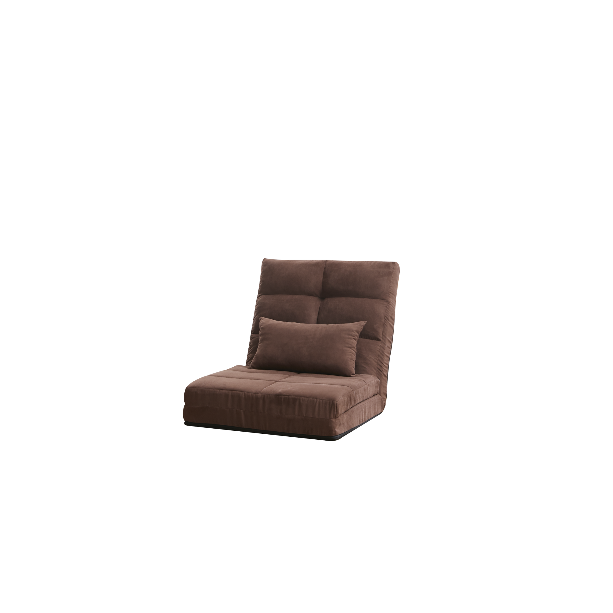 Triple Fold Down Sofa Bed, Adjustable Floor Couch Sofa With One Pillow, 5 Reclining Position, Convertible Upholstered Guest Sleeper,Adjustable Foldable Modern Leisure Sofa Bed Video Gaming Sofa Brown Linen Metal