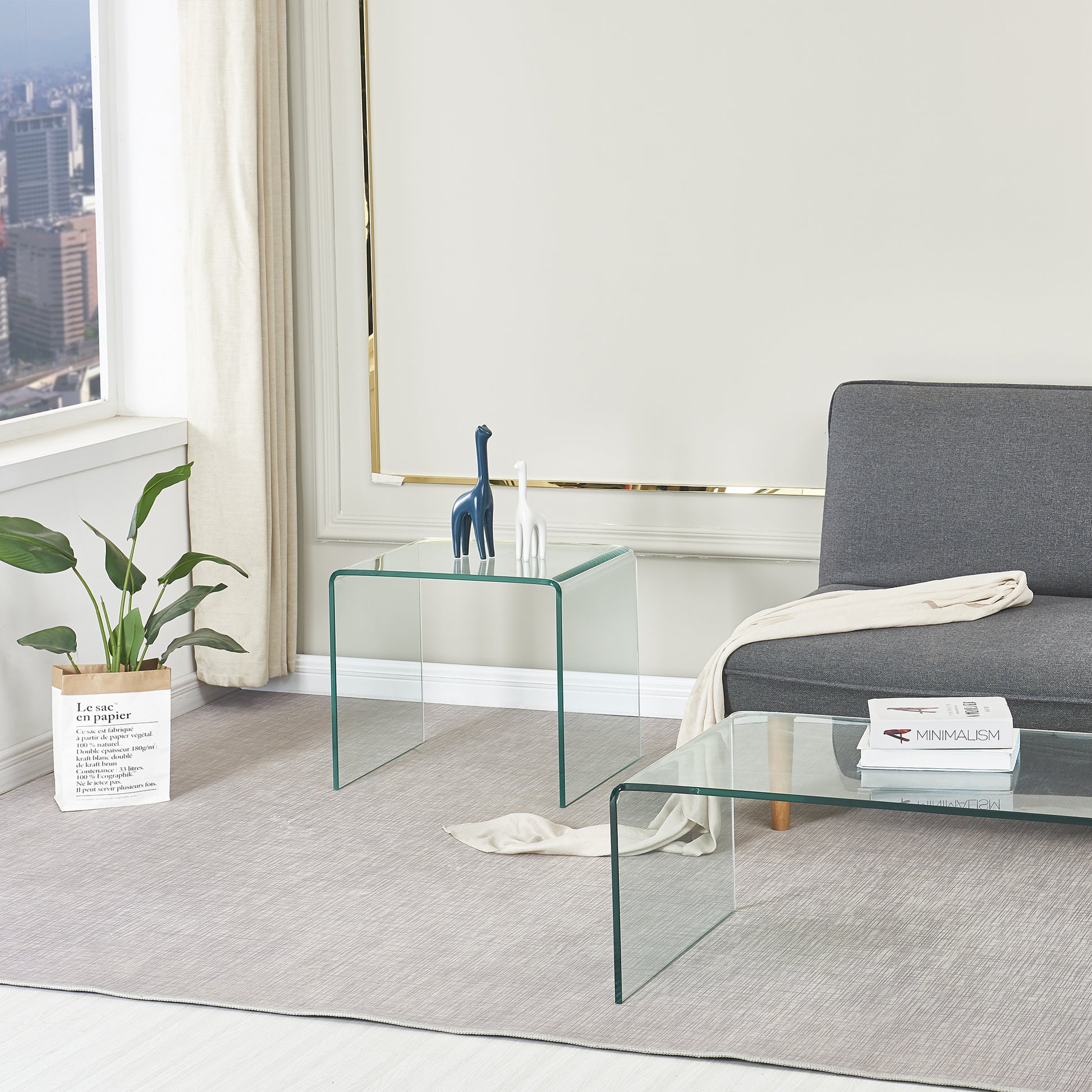 Small Clear Glass Side & End Table, Tempered Glass End Table Small Coffee Table Transparent Glass