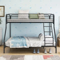 Heavy Duty Twin Over Full Metal Bunk Bed, Easy Assembly With Enhanced Upper Level Guardrail, Black Box Spring Not Required Twin Black Metal Bedroom Bunk Metal