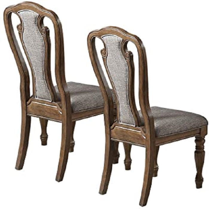 Set Of 2 Dining Chairs Upholstered Tufted Unique Design Chairs Back Cushion Seat Dining Room Brown Brown Dining Room Contemporary,Modern,Transitional Dining Chairs Solid Wood