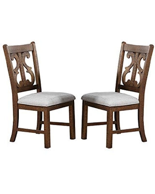 Formal Classic Crafted Design Dining Room Set Of 2 Chairs Wooden Cushion Seat Distressed Paint Chairs Brown Brown Dining Room Classic,Contemporary Dining Chairs Rubberwood Solid Wood