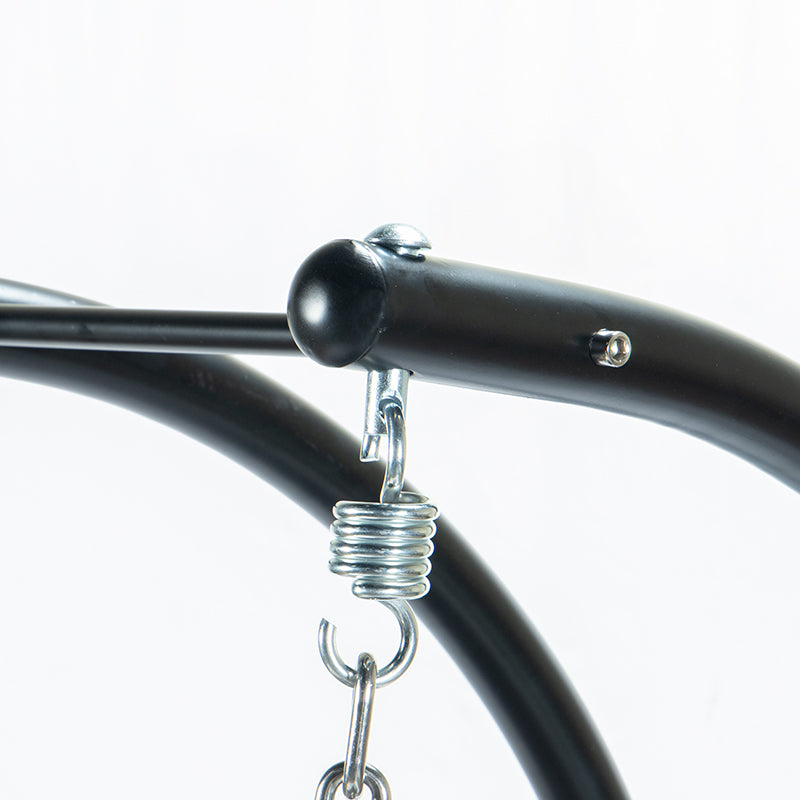 Folding Double Swing Chair W Cushion Black Iron