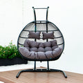 Folding Double Swing Chair W Cushion Black Iron