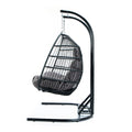 Folding Double Swing Chair W Cushion Black Iron