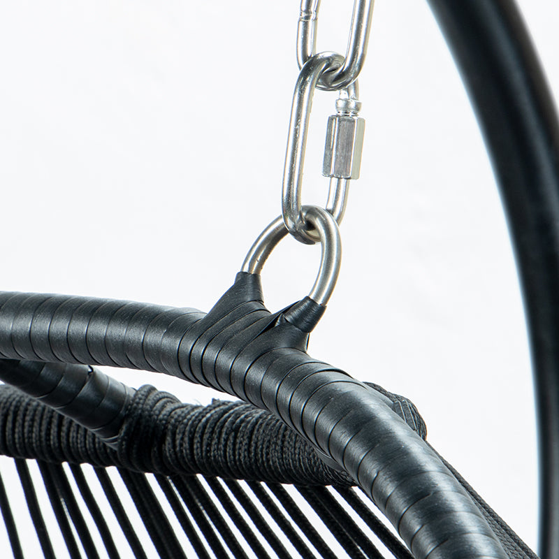 Folding Double Swing Chair W Cushion Black Iron