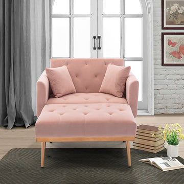 Coolmore Fashionable And Classic Style Chaise Lounge Chair Accent Chair For Living Room, Bedroom Pink Velvet Pink Foam Velvet
