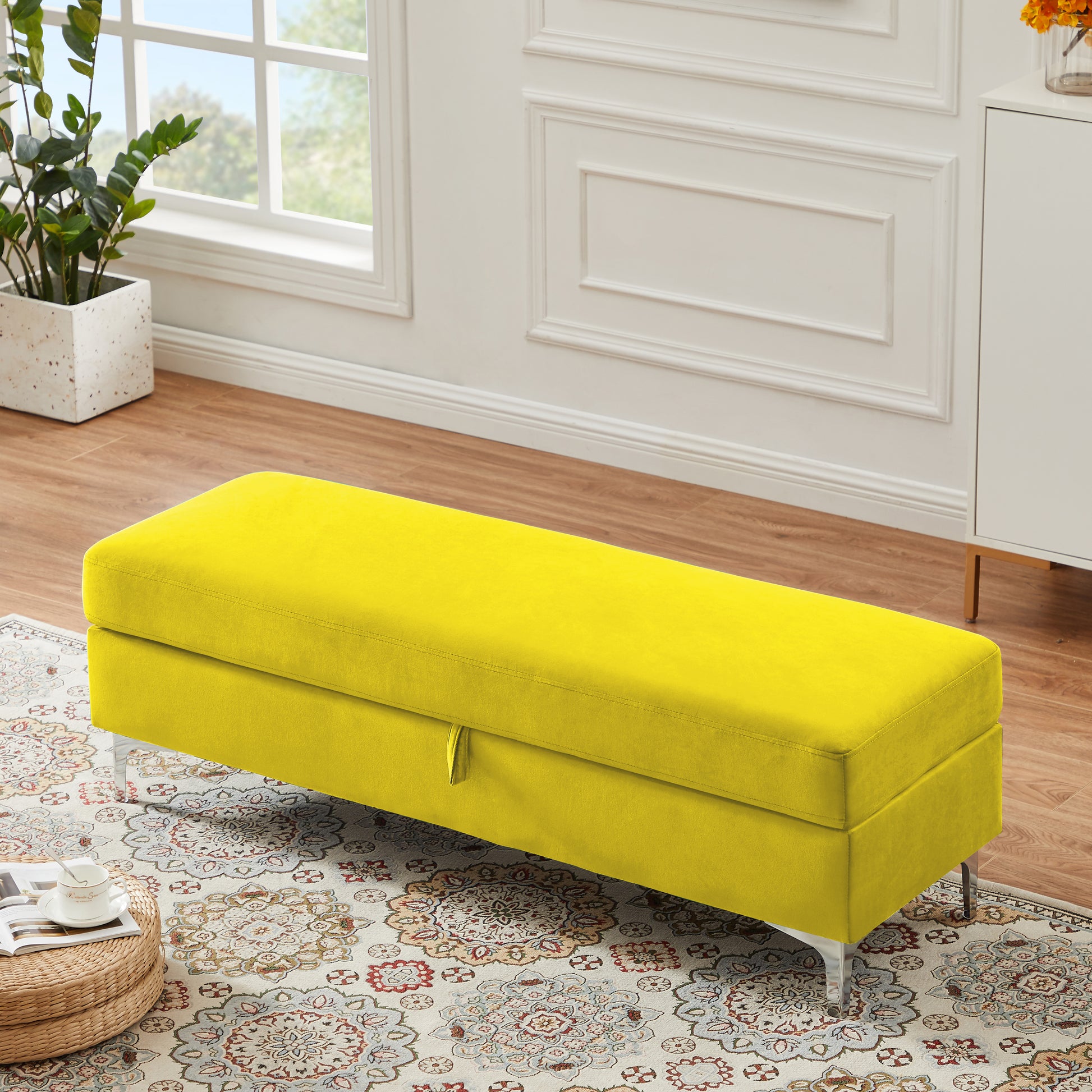Ginger Leisure Stool Yellow Velvet