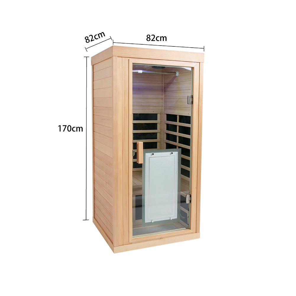 One Person Far Infrared Hemlock Standard Indoor Sauna Room Natural Solid Wood
