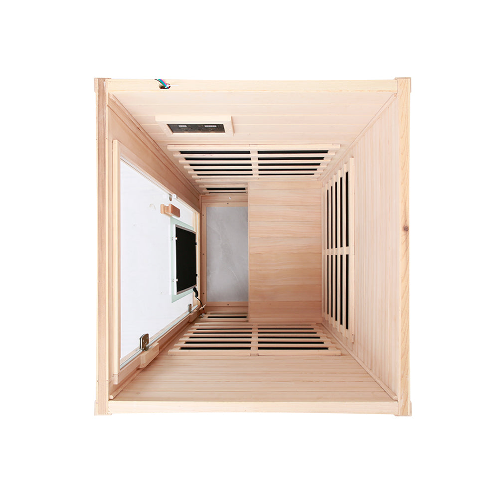 One Person Far Infrared Hemlock Standard Indoor Sauna Room Natural Solid Wood